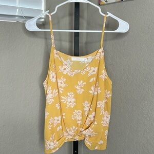 622 - Lush NWOT Yellow/White Spaghetti Strap Crop Top, Size XL